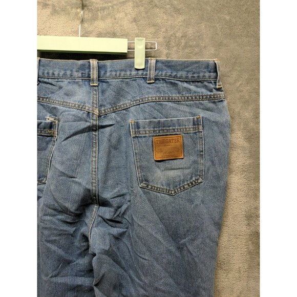 TAILGATER Men Jeans Mid Rise Straight Leg Solid Blue Medium Wash W:40 L:32 - Picture 7 of 9